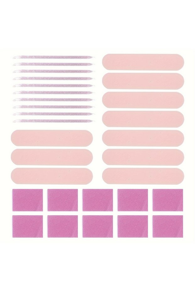Pink 30 pcs 1set-30pcs Nail Care Kit: Mini Files, Buffers & Sticks - Perfect for Jewelry Polishing &