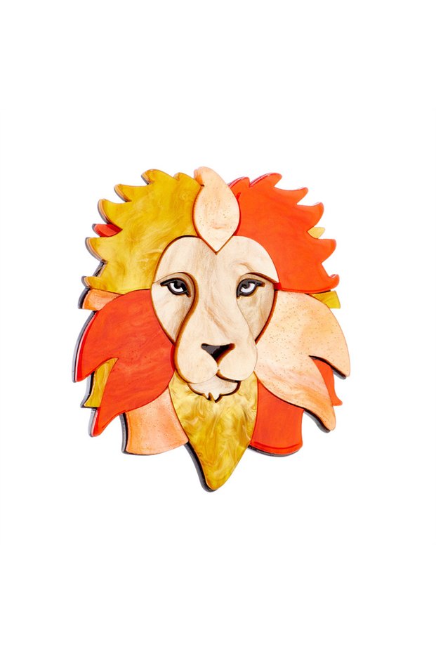 L5-6-3569 handmade fashion animal accessories acrylic cartoon lion brooch clothing bag badge 