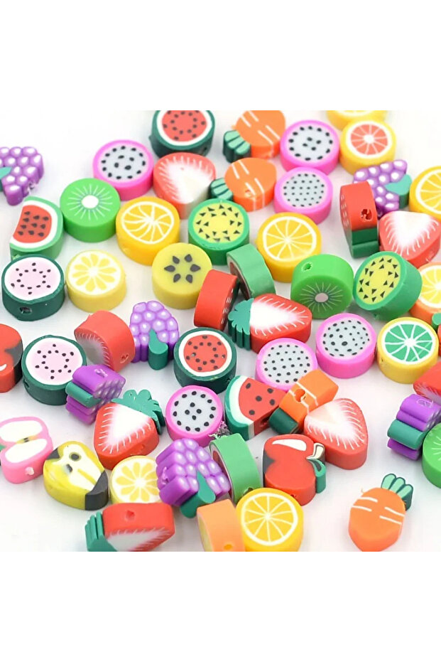 100pcs fruit SHU YU 100pcs Watermelon Fruit Animal Themed Polymer Clay Beads Fruit Clay Beads Set Fo
