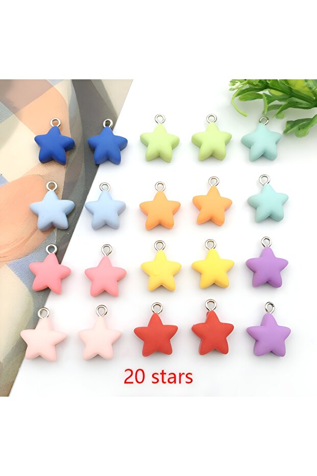 SN149-20pcs 10/20pcs Resin Star Charm Set - DIY Craft Beads for Making Bracelets, Necklaces & Earrin
