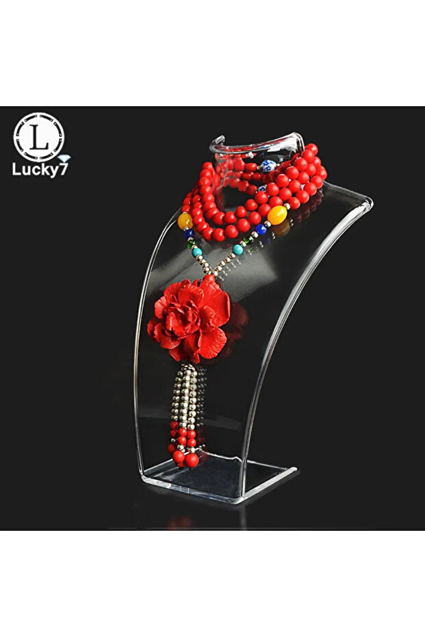 Clear Acrylic Portrait Model Jewelry Display Stand - Necklace Pendant Earring Holder Shelf for Decor