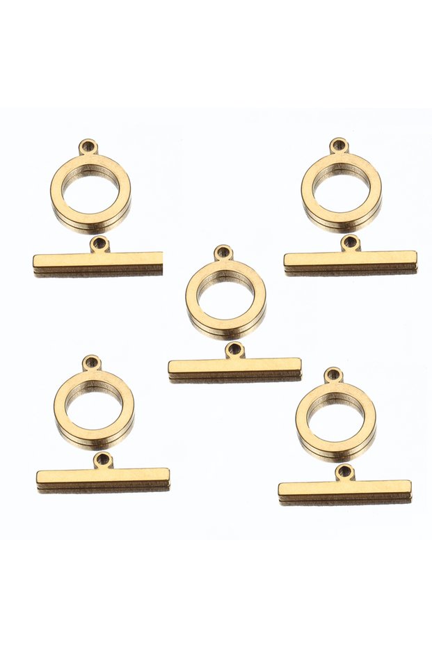 Gold color 5Sets Stainless Steel Flat OT Toggle Clasps DIY Jewelry Making Necklace Bracelet Supplies