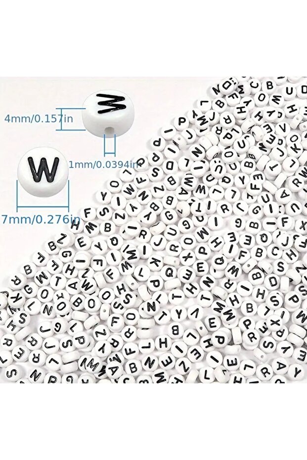 100pcs 100pcs/lot 7x4mm White Round A-Z Alphabet Letter Beads Acrylic Loose Spacer Beads For Jewelry