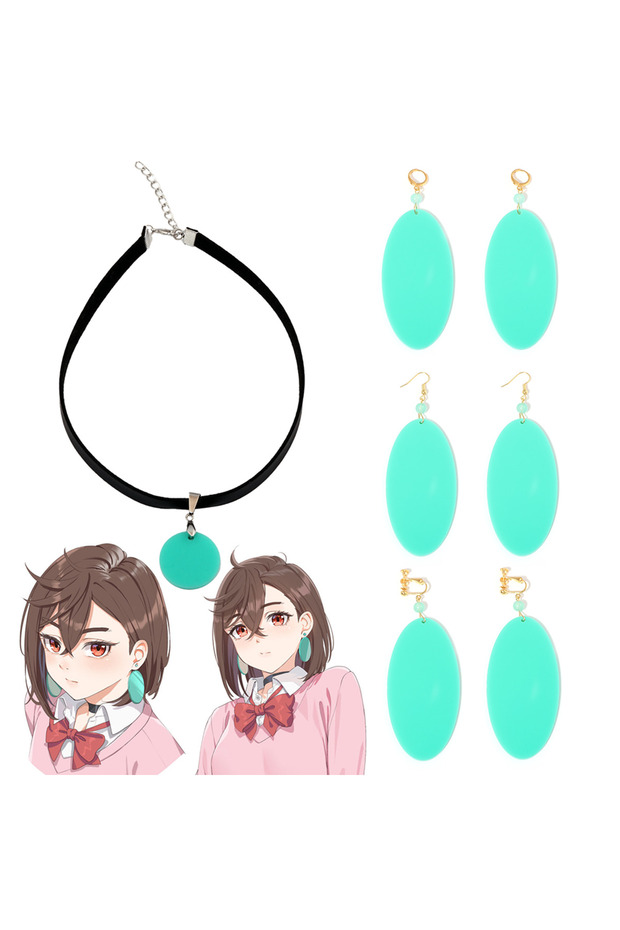 4pcs Anime DAN DA DAN Momo Ayase Cosplay Earring Green Earstuds Earclips Earwear Eardrop Women Jewel