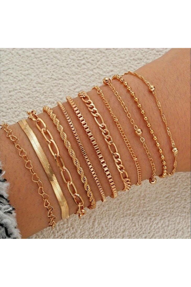 AYA6245801 Fashion Elegant Heart Zircon Charm Bracelet Sets for Women Vintage Minimalist Multi-Eleme