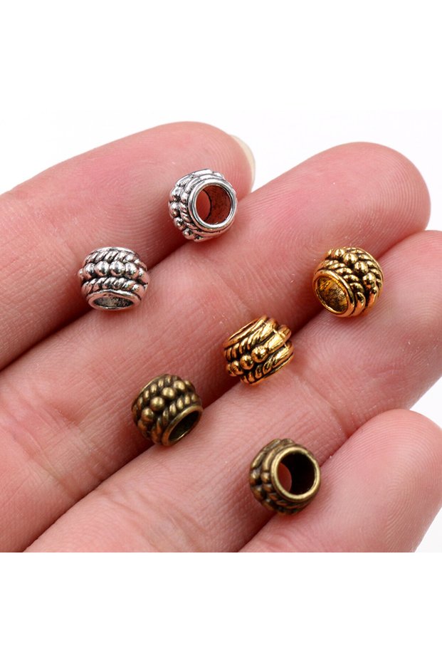 Mixed 8x6mm 30pcs Hole Size 3.7mm Antique Gold Bronze Silver Plated Ball Handmade Charms Pendant Jew