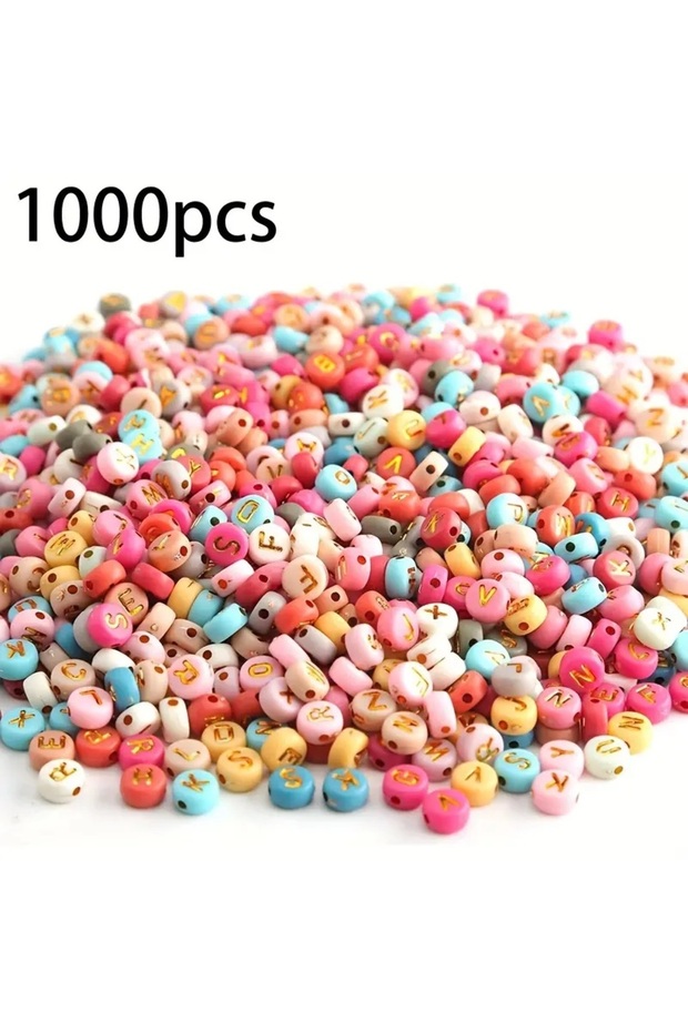 1000pcs 1000pcs Vibrant 7mm Acrylic Colored Letter Beads for Jewelry Making and DIY Crafts Necklace
