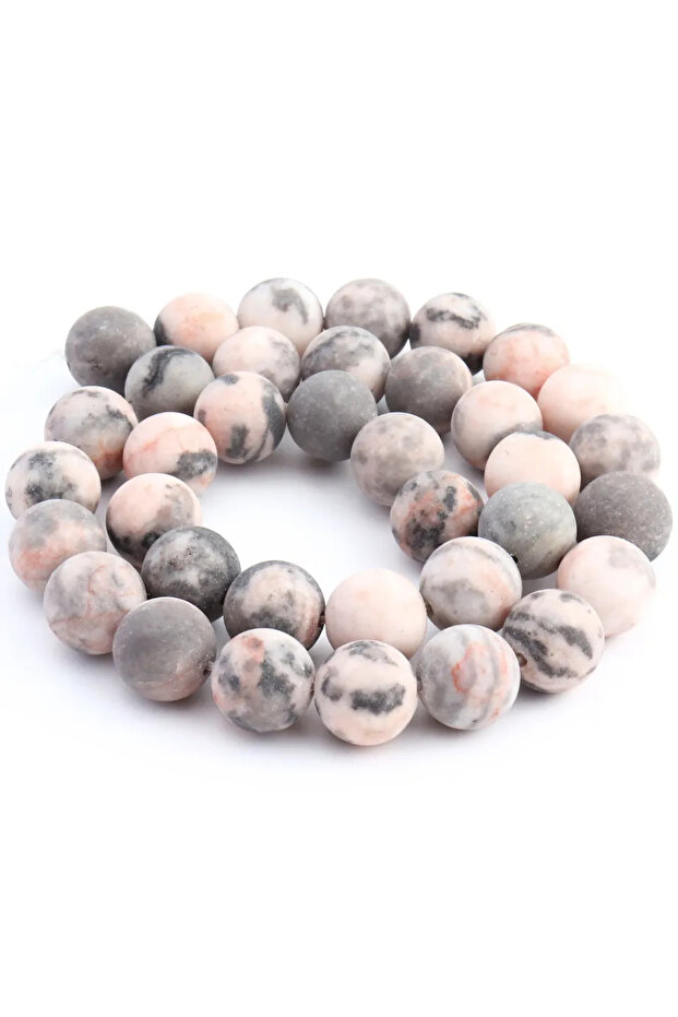 8mm 45 to 46pcs Matte Pink Zebra Natural Dull Polished Matte Pink Zebra Jaspers Round Loose Stone Be