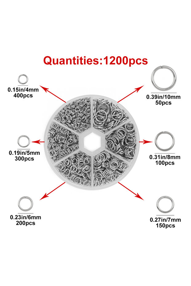 1 Set 1 Box O-ring Connector Metal Open Jump Ring Set Stainless Steel Jump Ring For DIY Handmade Bra