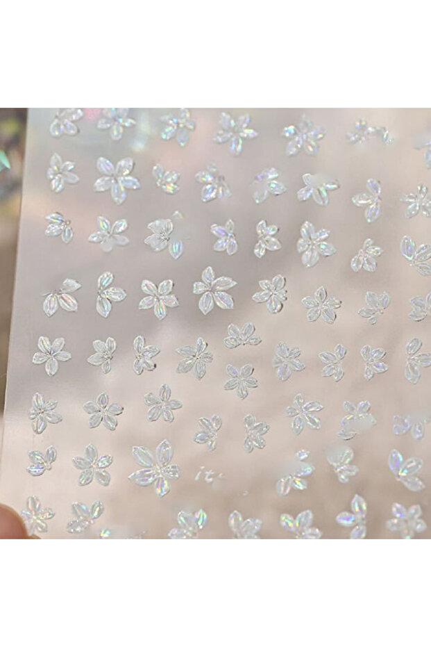 White 1Pc 5-Petal Flower Nail Sticker Mini Fresh Small Color Nail Decal DIY Nail Art Manicure Tool J