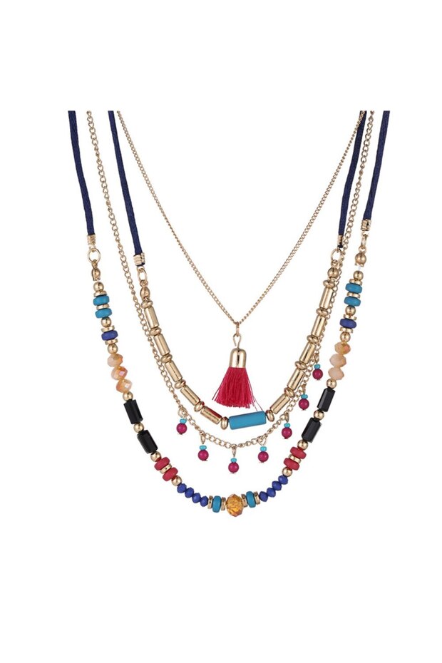 ZJ2992 Bohemian Multilayer Handmade Colorful Beads Chain Pendant Necklaces For Women Girls Accessori