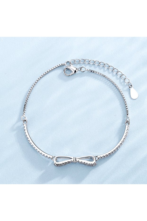 silver High Quality AAA Zircon Bow Bracelet for Women Fashion Y2K Style Chain Bracelet Party Jewelry
