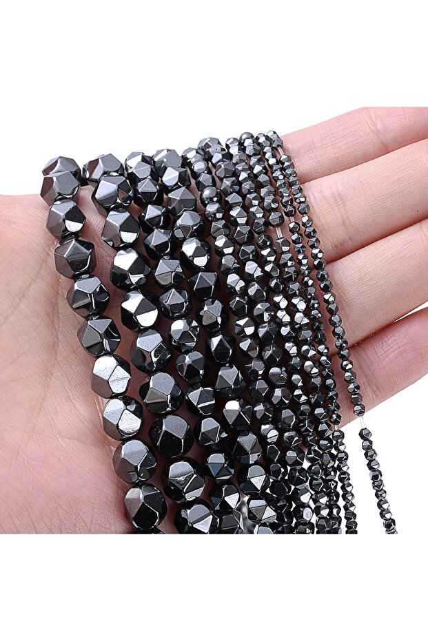 4mm(around 100pcs) Black Faceted Hematite Beads Loose Spacer Stone Beads for Jewelry Making Findings