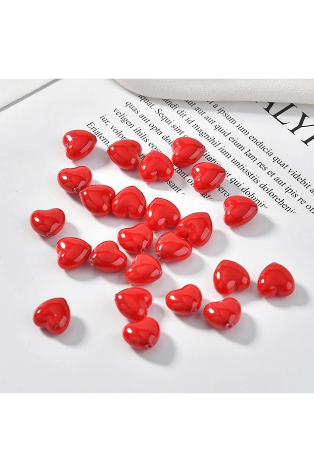 10pcs New Arrival 10pcs/lot Red Heart Shape Beads DIY Necklace Earrings Bracelet for Jewelry Making
