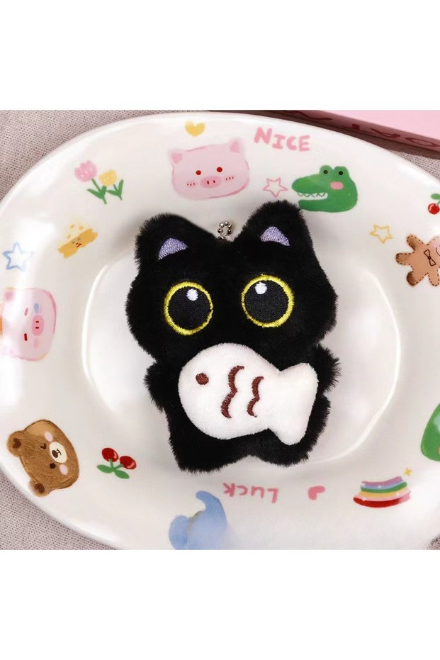 Black Cool Plush Black Cat Keychain Cute Doll Keychain Bag Pendant Jewelry Car Keychain Accessories