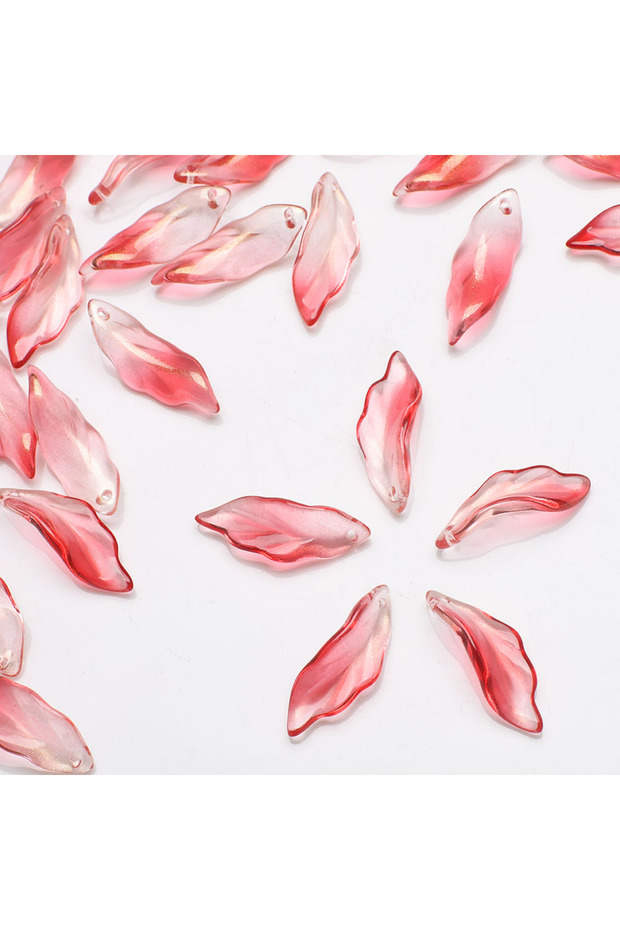 9X25HCY04 20Pcs/Lot 9x20mm Glazed Crystal Glass Loose Beads Petals Leaf Shape Pendants For DIY Makin