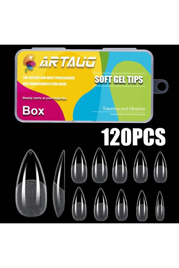 WHITE 120PCS/Box Full Cover Press On Nail Tips Stiletto Almond Square Coffin French Fake Soak Off G