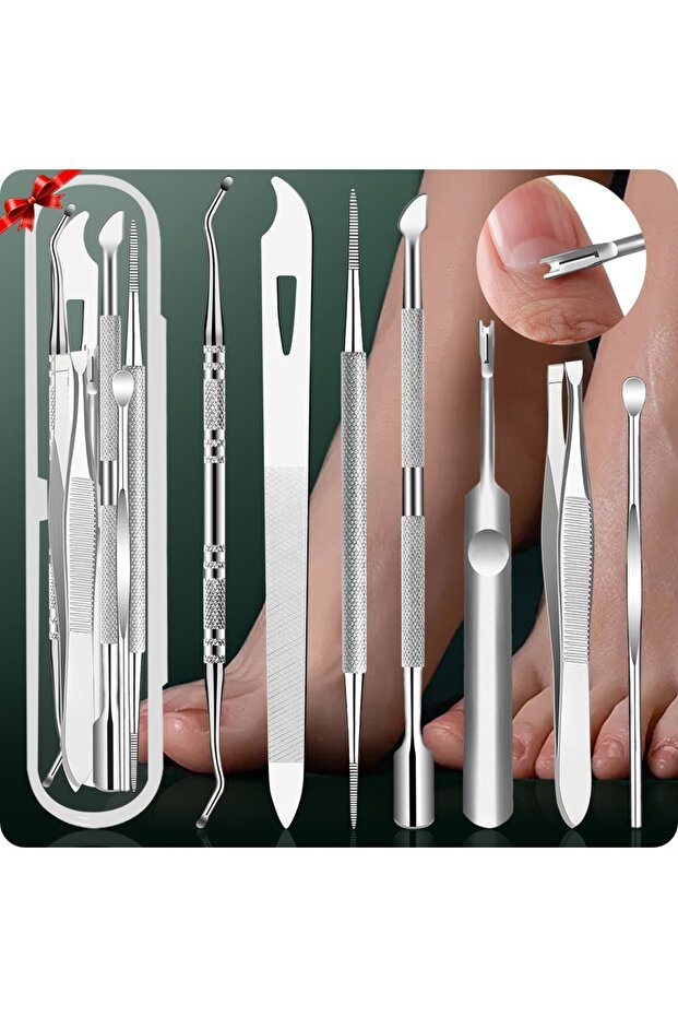 7pcs 7pcs Stainless Steel Cuticle Remover Kit,Premium Ingrown Toenail Removal Tool Kit, Best Gift, P