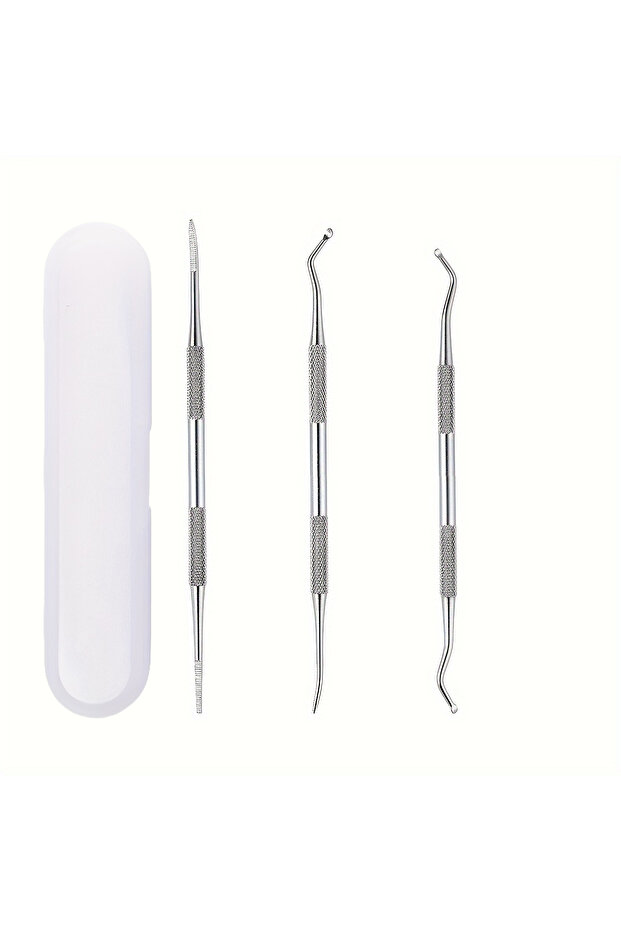 3pcs 3pcs Nail Spoon Shaver Stainless Steel Curling Double Head Groove Multi-functional Inlay Foot