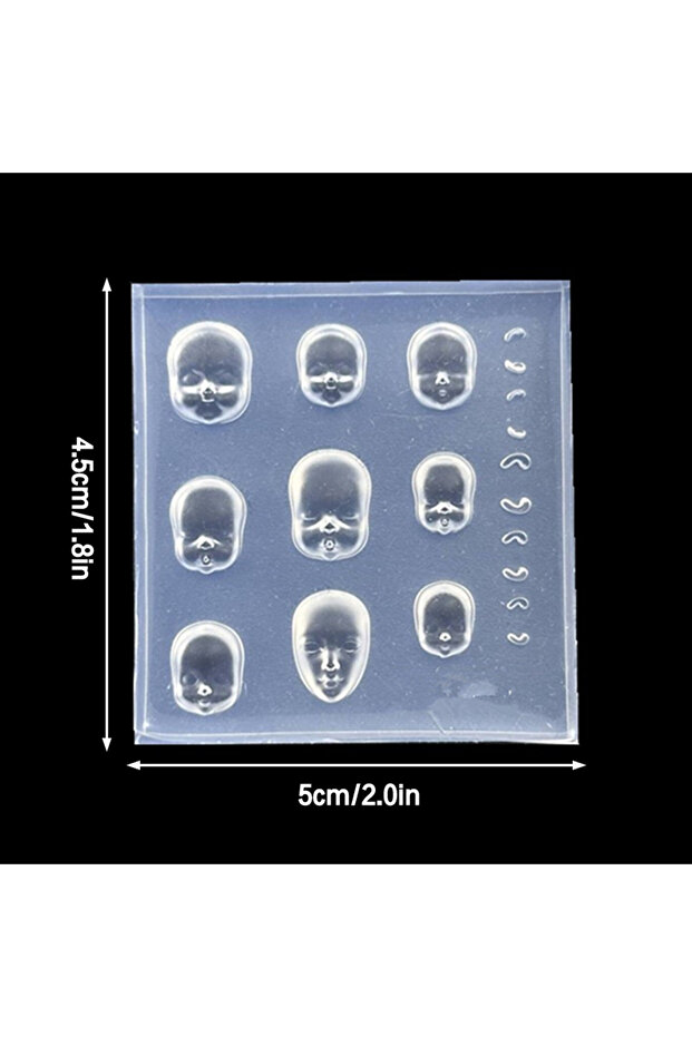 one size ♥3D Human Face Doll Silicone Nail Art Mold Nail Art Decorations Transparent Manicure Templ