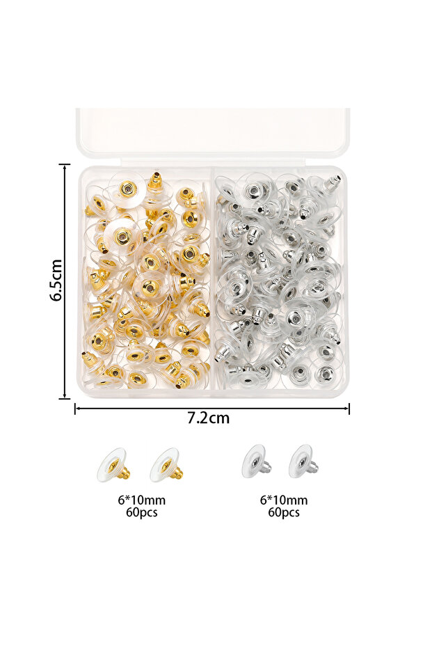 Gold Rhodium 120pcs Boxed Soft Silicone Earring Back Stoppers For Stud Earring DIY Earring Findings