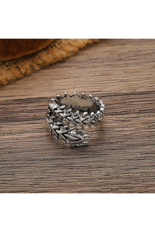 resizable Silver Vintage Gothic Keel Spine Rings For Women Men Antique Silver Hyperbole Centipede Op