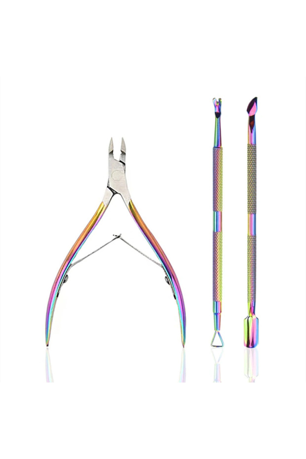 MULTI Steel Color Manicure Clippers Set Titanium Skeleton Dead Skin Scissors Nail Clippers Steel Pus