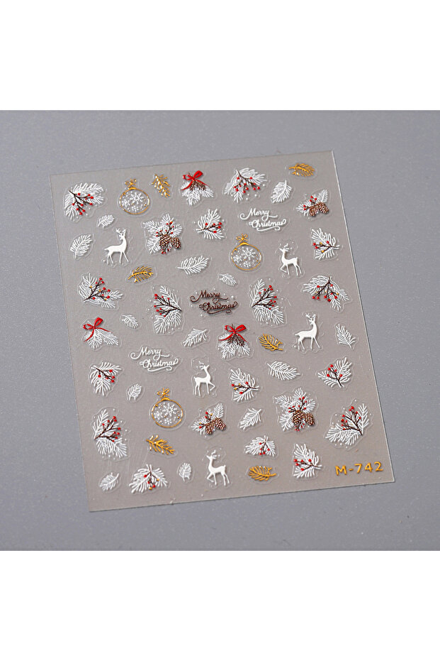 1pcs 1pcs Christmas Nail Sticker Cute Gold leaf Elk Snow Ball Adhesive Nail Art Stickers DIY 5D Bron