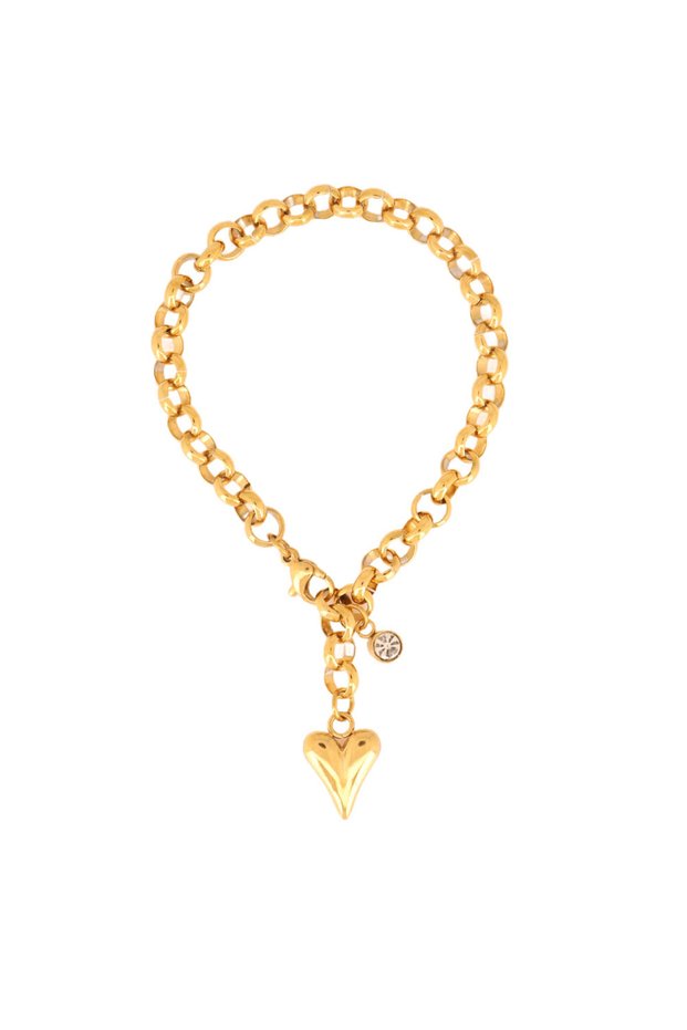 B2081 316L Stainless Steel Heart Pendant Bracelet For Women Fashion Gold Color Zircon Charms Chain B