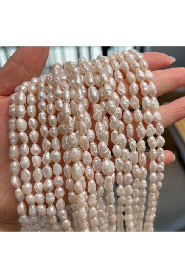 5-6mm White A 5-6mm Irregularly Shaped Semi-finished Natural Freshwater Pearls Beads for Jewelry Mak