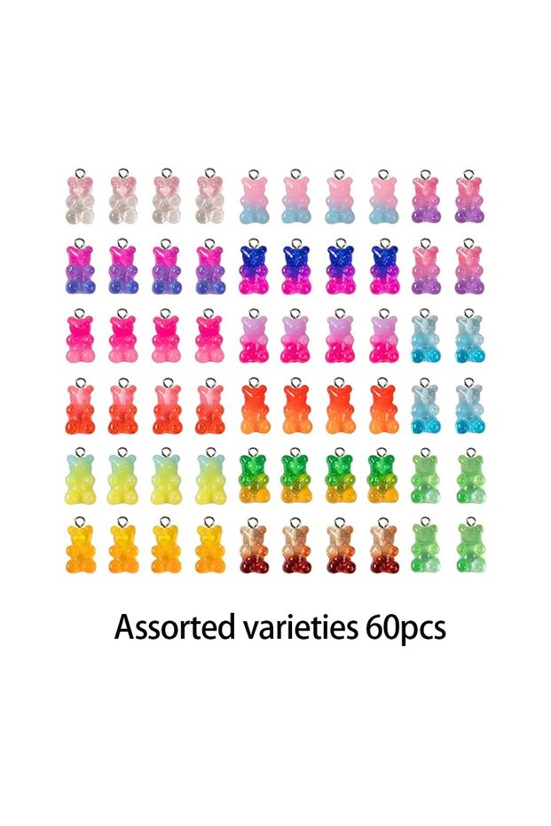 MULTI 60pcs 10/30/60 pcs Gradient 3D Gummy DIY Bear Charms Earring Bracelet Nacklace DIY Jewelry Mak