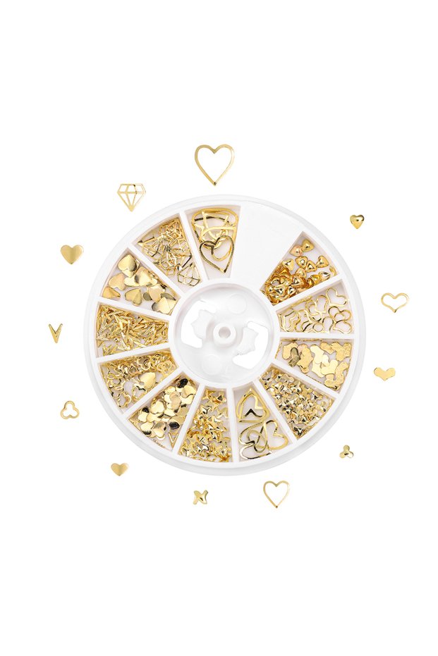 Heart Mix Glitter Metal Frame Gold Nail Art UV Epoxy Resin Molds Jewelry Filling Materials For DIY C