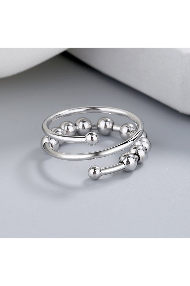 T Punk Anxiety Rings For Women Men Spiral Fidget Beads Ring Nice Trend Jewelry Rotate Freely Anti S.