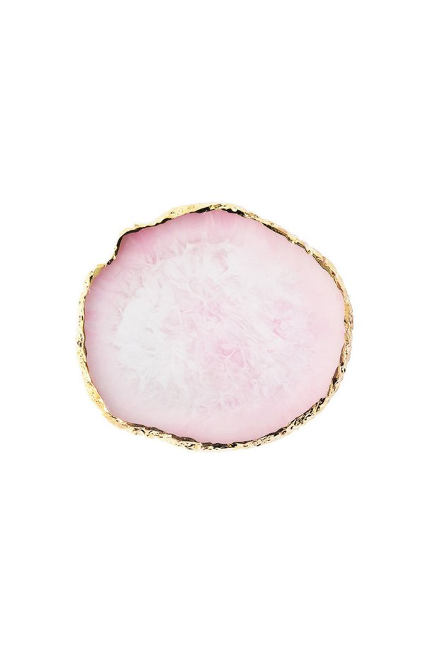 Round Pink Round Resin Onyx Stone Nail Palette Nail Art Display Stand Gel Polish Tray Mixed Painting