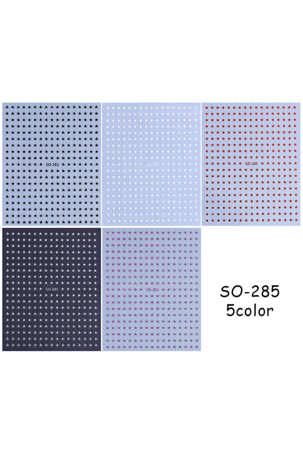 SO-285-5pcs 5pcs Black White Little Star Nail Stickers Silver Purple Shiny Glitters Starlight Pentag