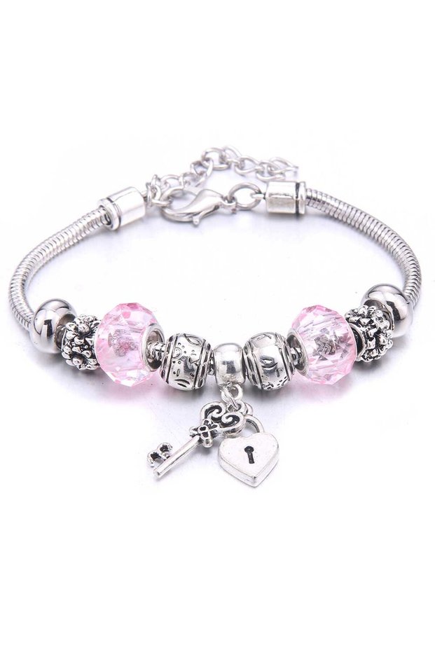 B3276-pink Charm Bracelet & Bangles Jewelry white butterfly Crown Beads Bracelets Brands Bracelets F