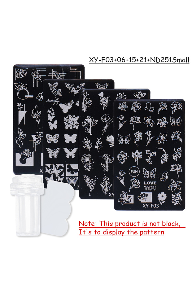 XYF03 06 15 21 ND251 Simple Flowers Nail Art Stamping Plates Set 3D French Floral Butterfly Leaf Pri