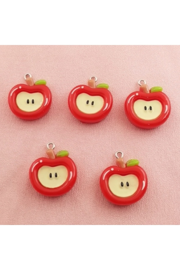 1 10pcs resin simulated apple pendant, DIY jewelry making earrings necklace keychain accessories