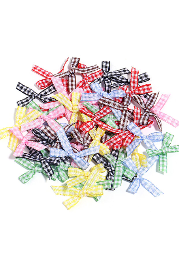4x2.5cm 50pcs Random mix color 50/100Pcs Mini Bow Ribbon Tie 4x2.5cm Satin Ribbon Bow Flower DIY Cra
