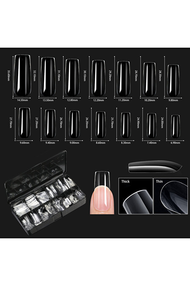OM-12 14Sizes 250/500/600pcs Soft Gel False Tips Natural Sculpted Ballet Coffin Almond Fake Nails Fu
