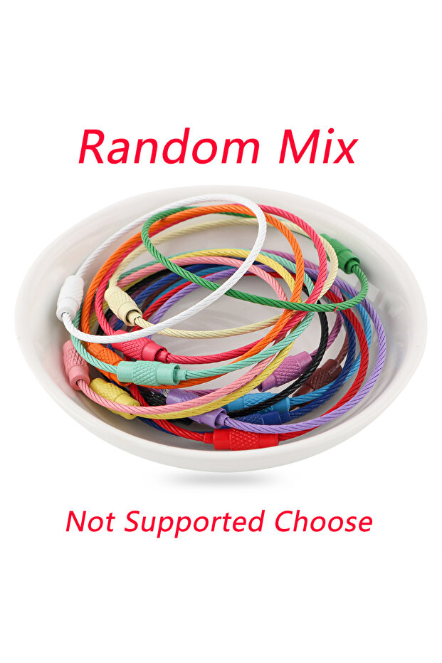 15pcs Random mix 15Pcs Colorful EDC Stainless Steel Carabiner Keychain Key Holder Wire Keyrings Cabl