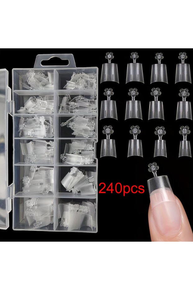 240 Rounds Medium Square Nail Fake Patch, 240 Pieces Soft Gel X Nail Fake Patch Square Matte Transpa