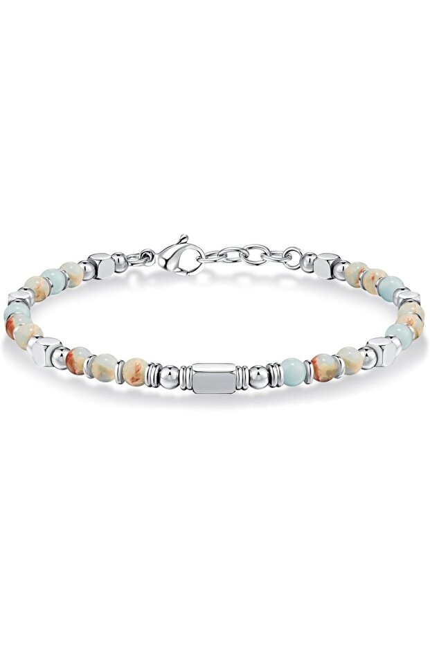 1PCS 18cm BLUE Trendy Boho Style Synthetic Stone Bracelet - Unique Handmade Lapis Lazuli Bangle, Per