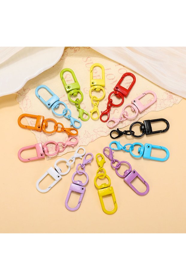 10pcs random color 10/20/50 pcs Random Color Carabiner Clasp Key Chain Rotating Keyrings for DIY Key