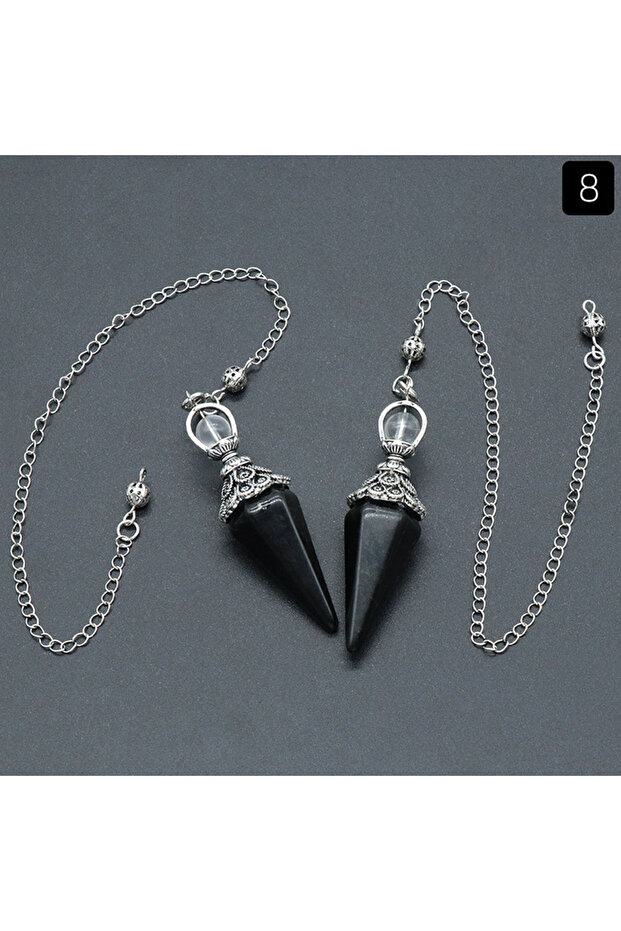 حجر السج الطبيعي الكريستالي ريكي البندول الكوارتز الوردي الجمشت سحر شكل مخروطي سداسي لـ J