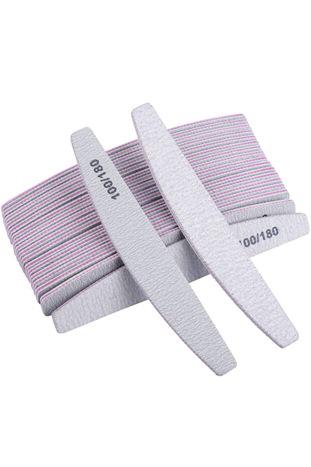 silvery 50pcsLot Professional Nail File Reusable Double Sided Emery Board(100/180 Grit) Nail Styling