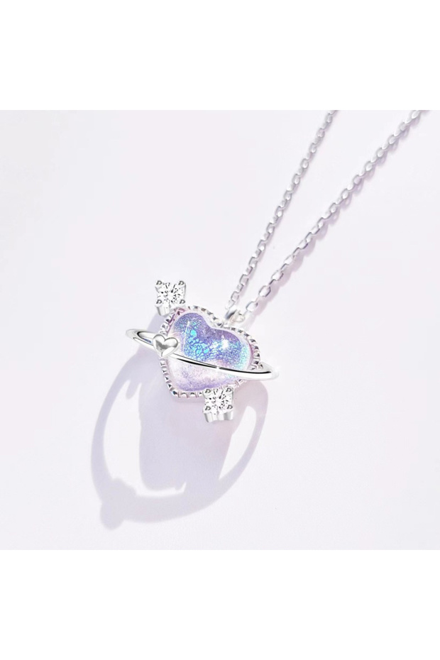 3 Simple Fashion Crystal Moon Pentagram Heart Pendant Necklace For Women Girls Temperament Elegant .