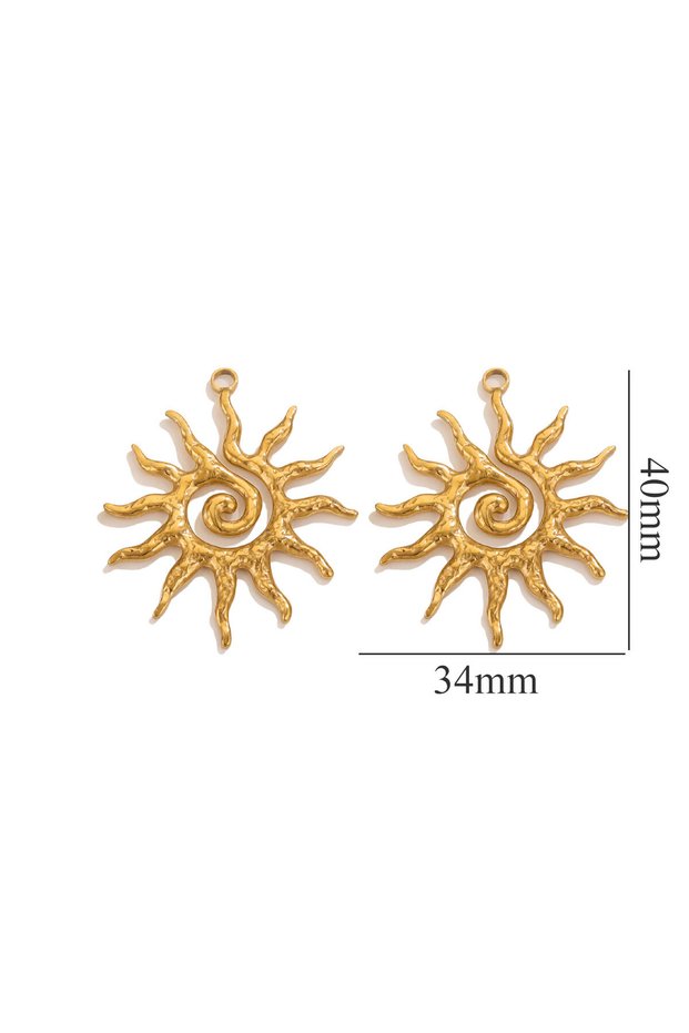 Gold A 5pcs Stainless Steel Pendant Large Sun Heart DIY Necklace Earrings Woman Jewelry Making Findi