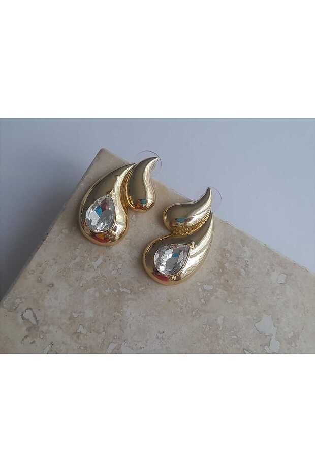 Damla model gold küpe - 2