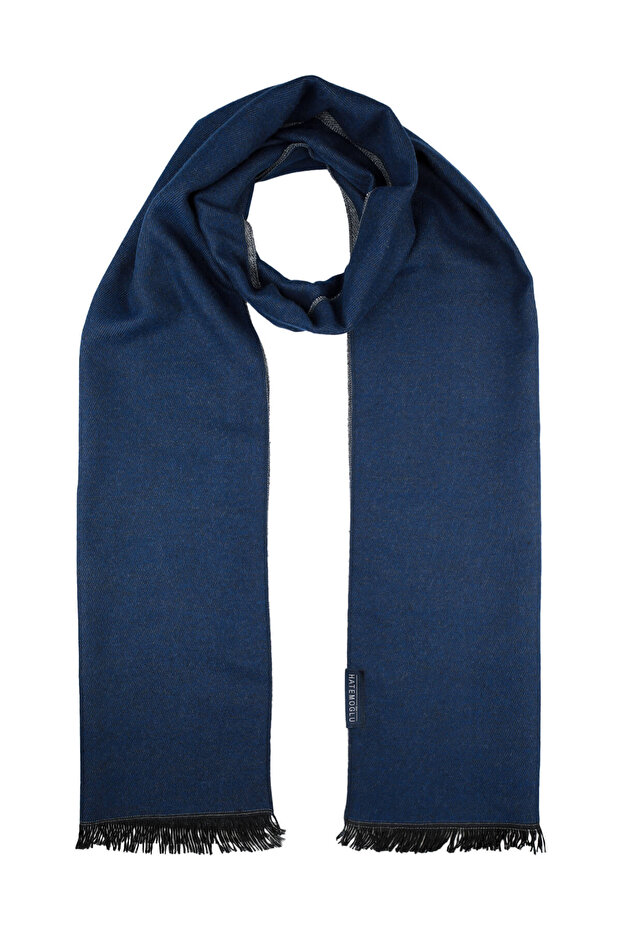 Navy Blue - A.Grey Double-Sided Scarf - 1